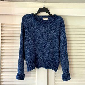Altar'd State Blue Chenille Slouchy Crop Pullover Sweater Top Oversized M